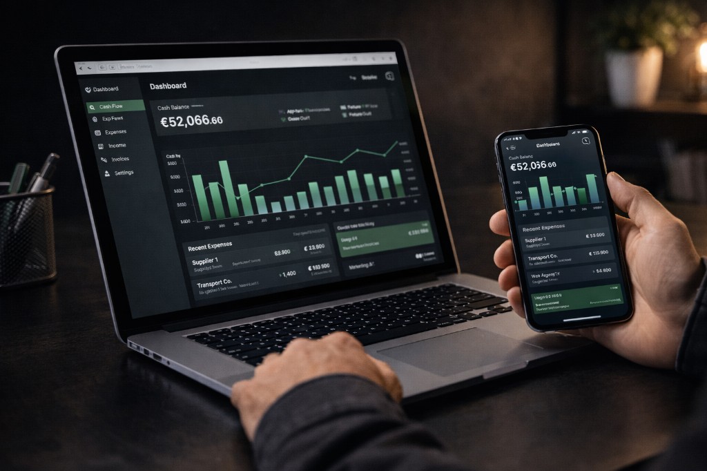 Entrepreneur qui analyse ses reçus et ses dépenses sur son bureau